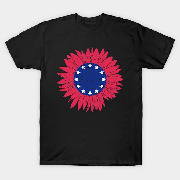 usa flag sunflower T-Shirt by sk99